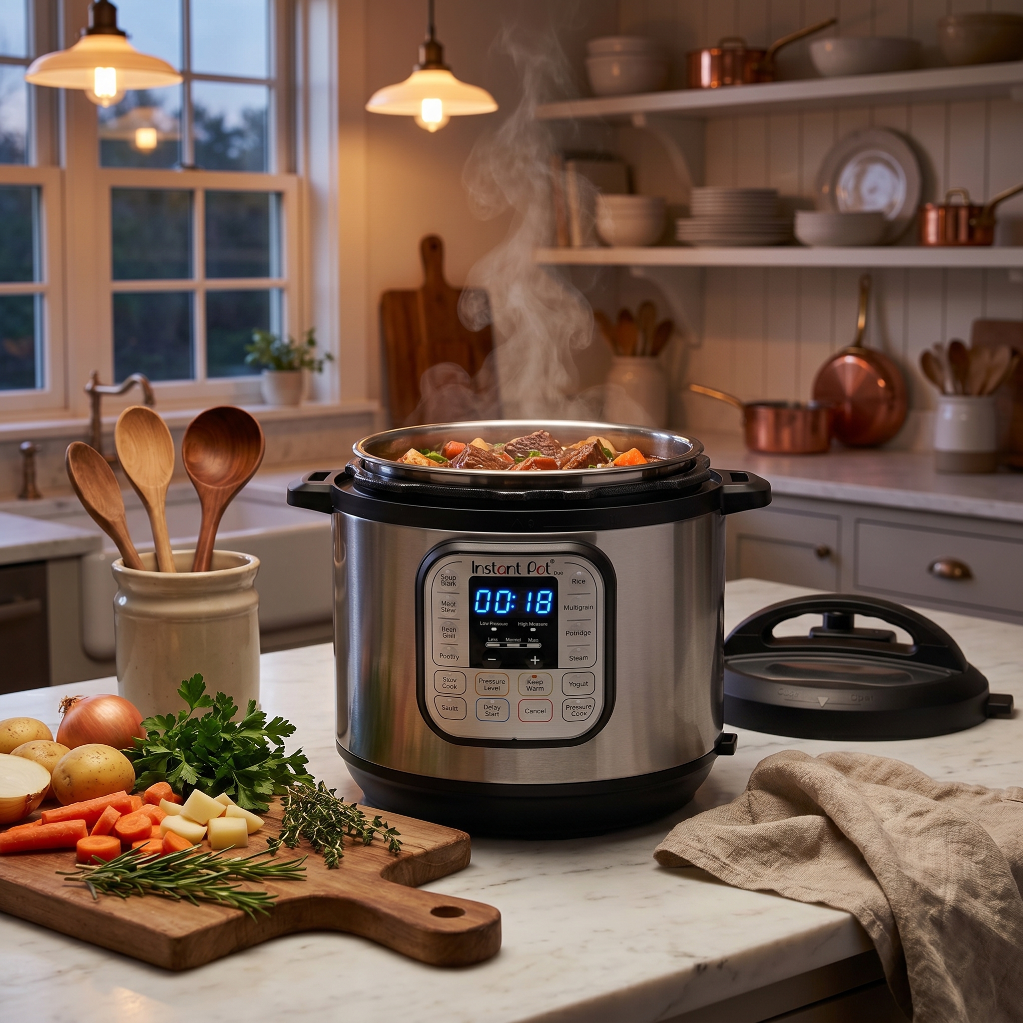 Slow cooker on kitchen counter